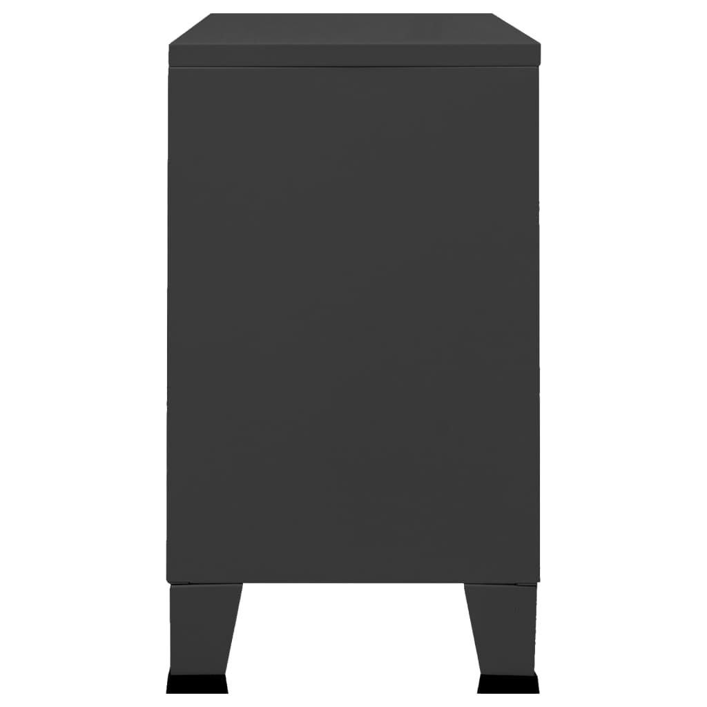 Industrial Sideboard Black 105x35x62 cm Metal and Glass