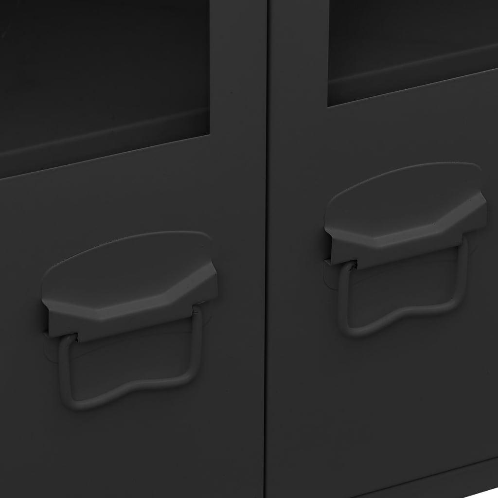 Industrial Sideboard Black 105x35x62 cm Metal and Glass