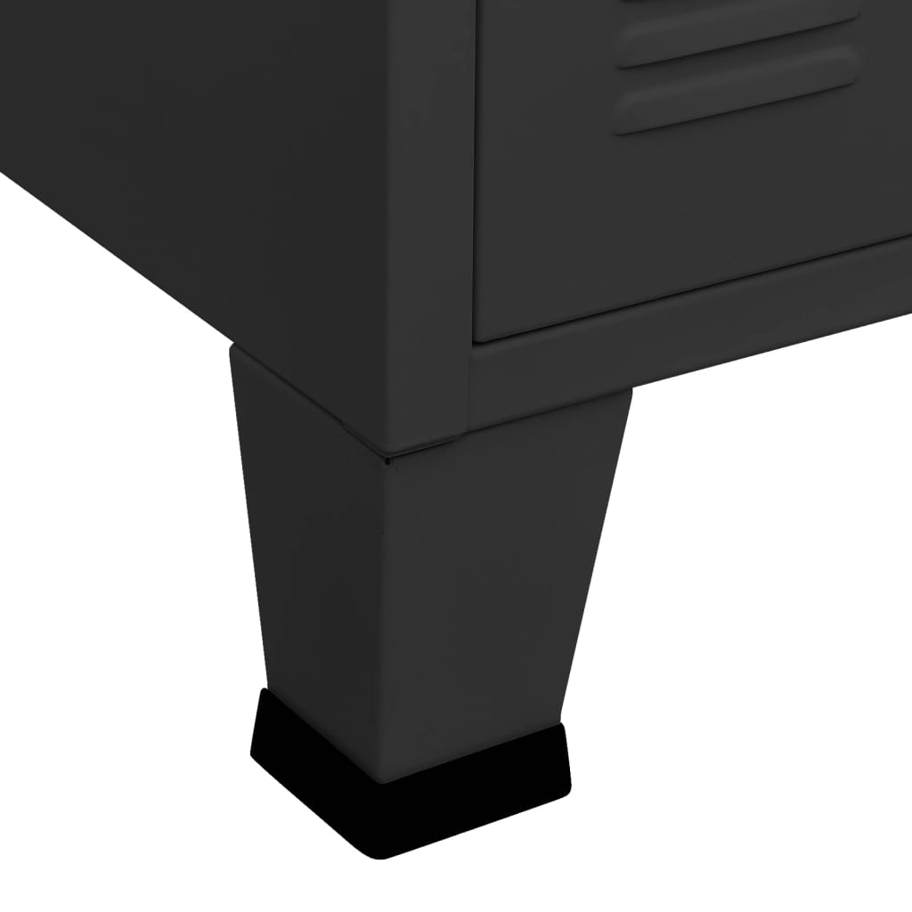 Industrial Sideboard Black 105x35x62 cm Metal and Glass