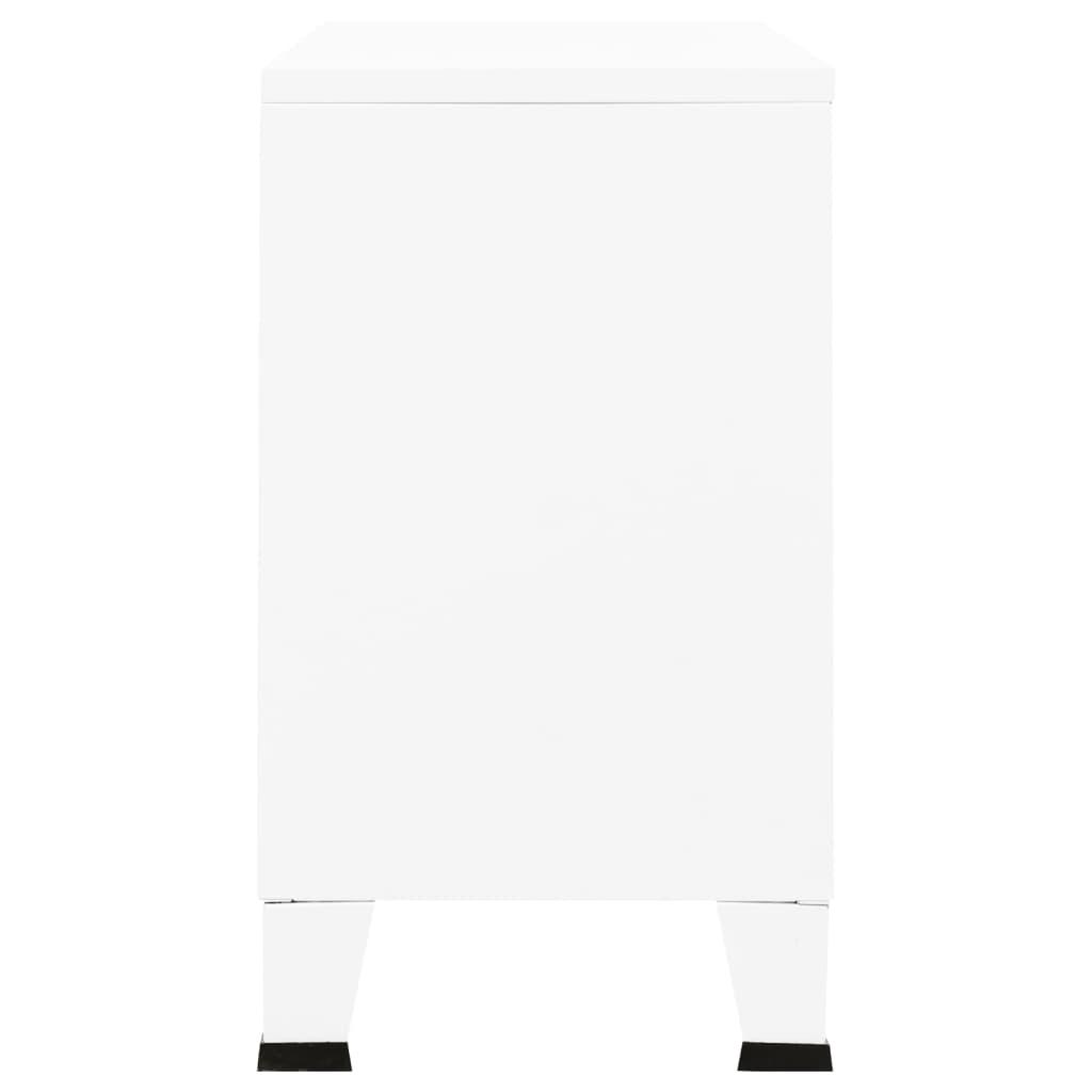 Industrial Sideboard White 105x35x62 cm Metal and Glass