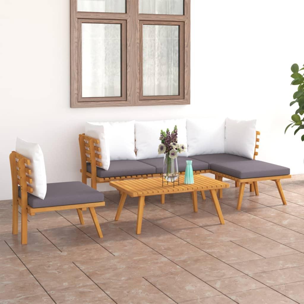 6 Piece Garden Lounge Set with Cushions Solid Wood Acacia