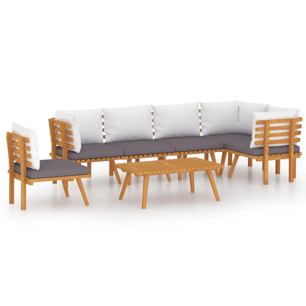 7 Piece Garden Lounge Set with Cushions Solid Wood Acacia