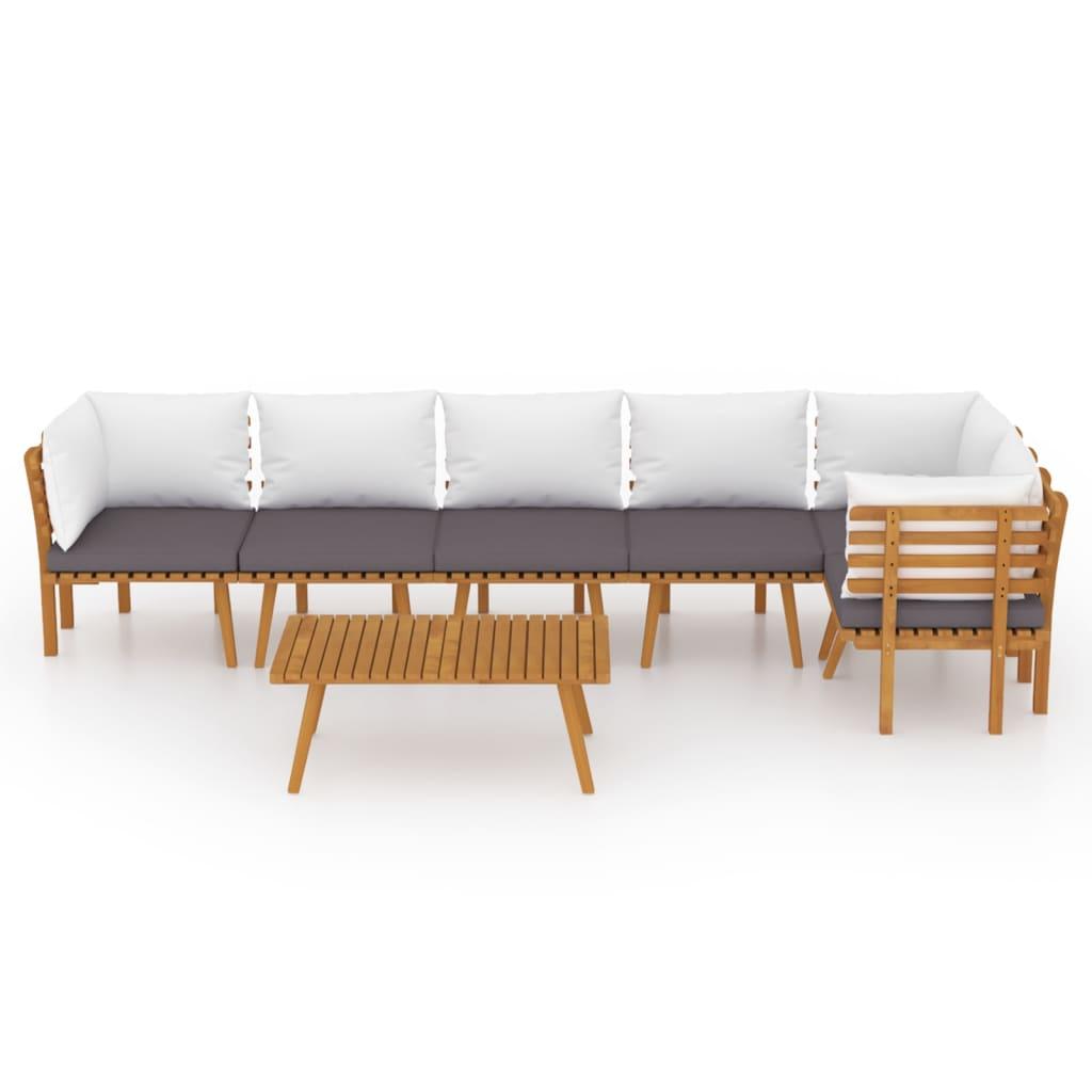 7 Piece Garden Lounge Set with Cushions Solid Wood Acacia