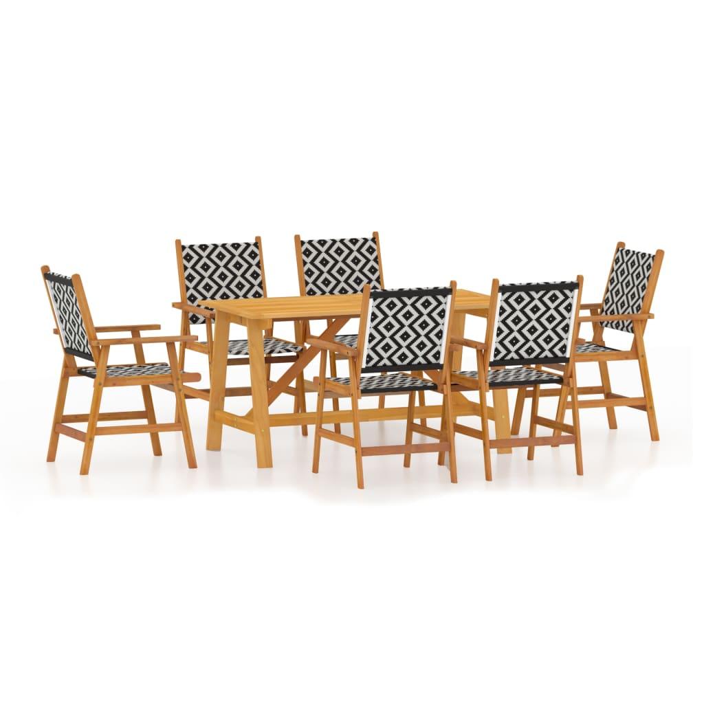 7 Piece Garden Dining Set Solid Wood Acacia