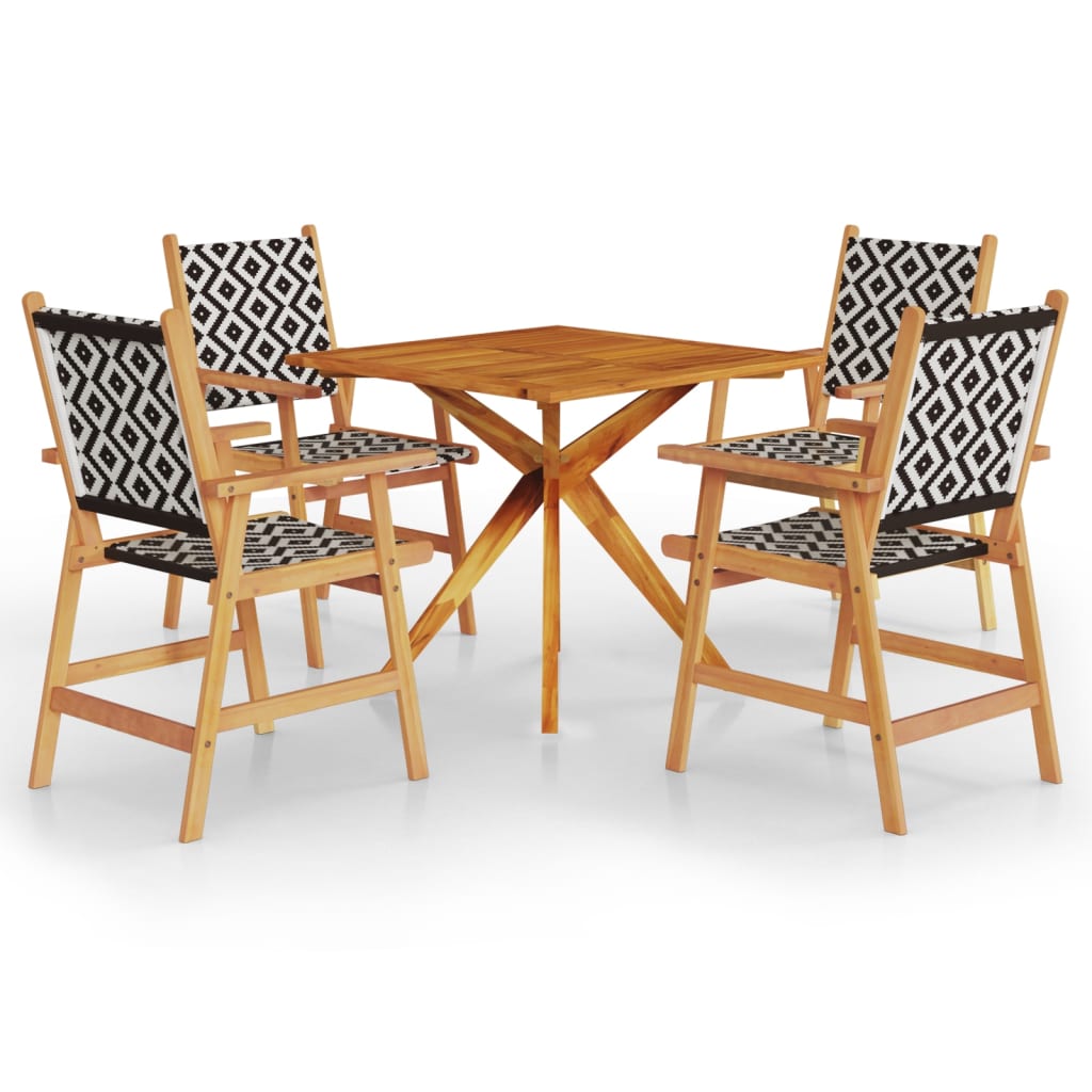 5 Piece Garden Dining Set Solid Wood Acacia