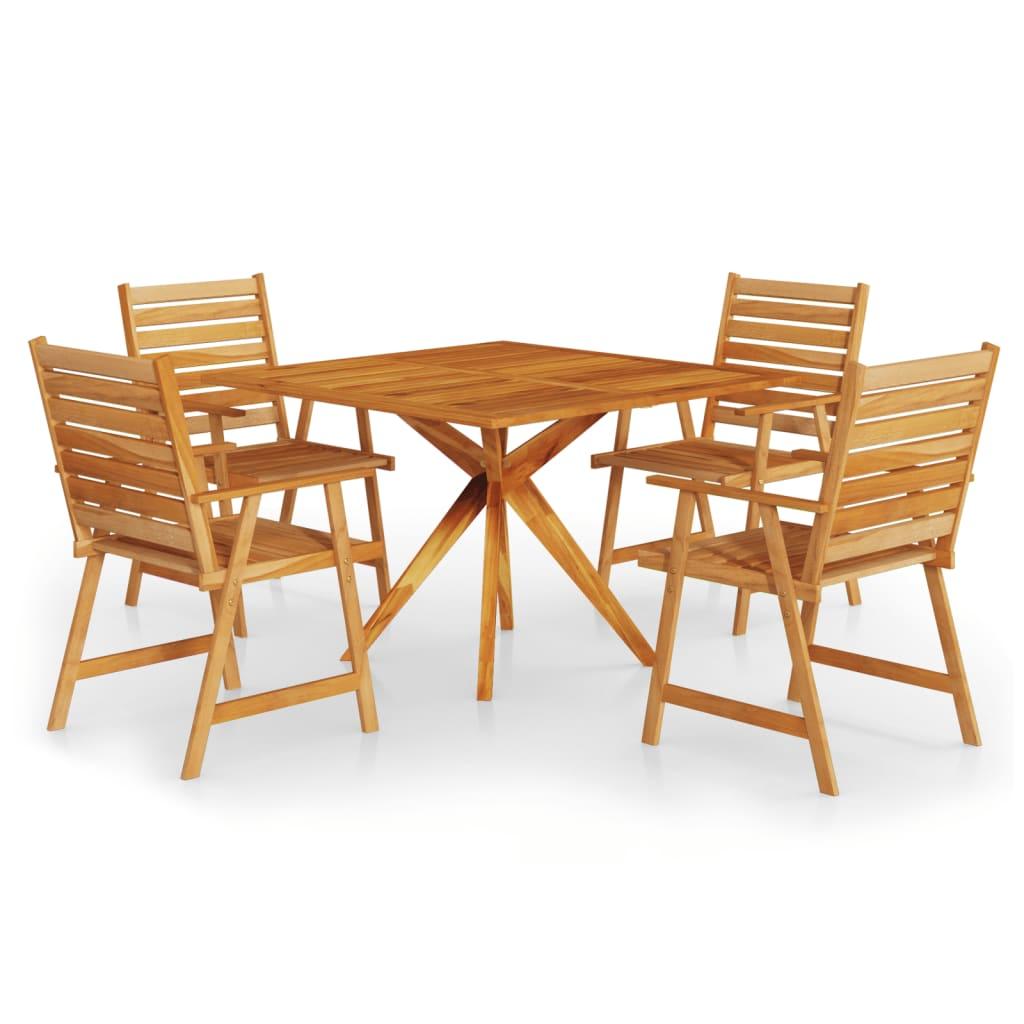 5 Piece Garden Dining Set Solid Wood Acacia
