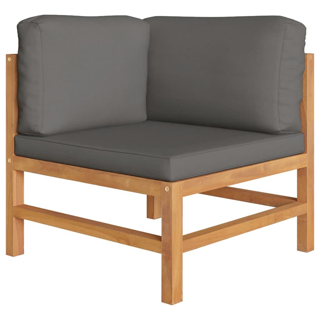7 Piece Garden Lounge Set with Grey Cushions Solid Wood Teak
