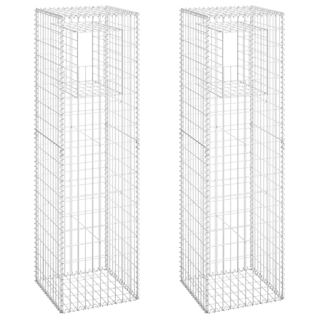 Gabion Basket Posts 2 pcs 50x50x180 cm Iron