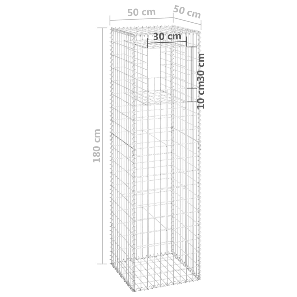 Gabion Basket Posts 2 pcs 50x50x180 cm Iron