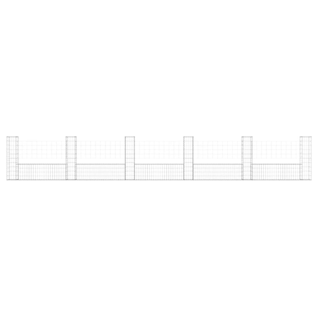 U-shape Gabion Basket with 6 Posts Iron 620x20x100 cm