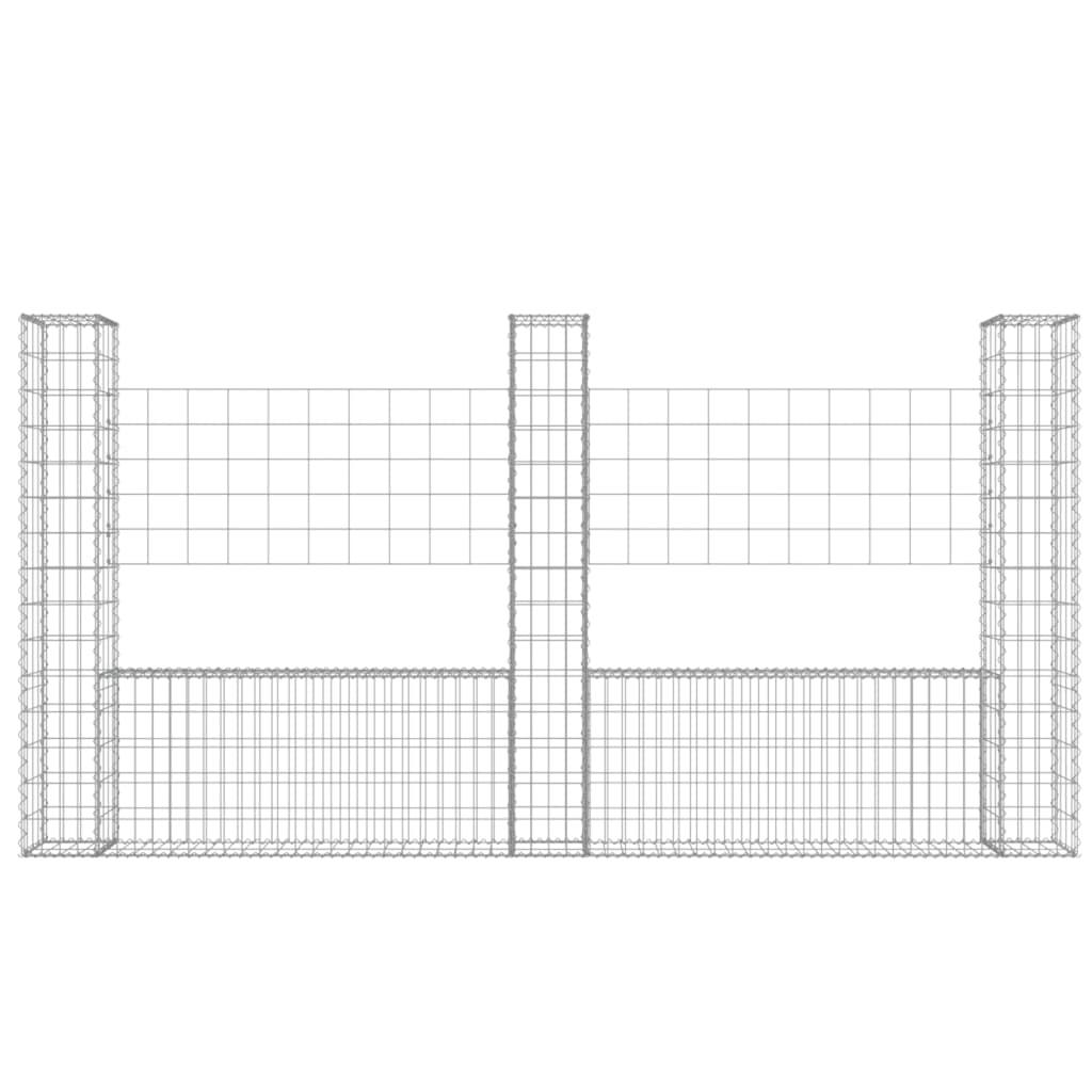 U-shape Gabion Basket with 3 Posts Iron 260x20x150 cm