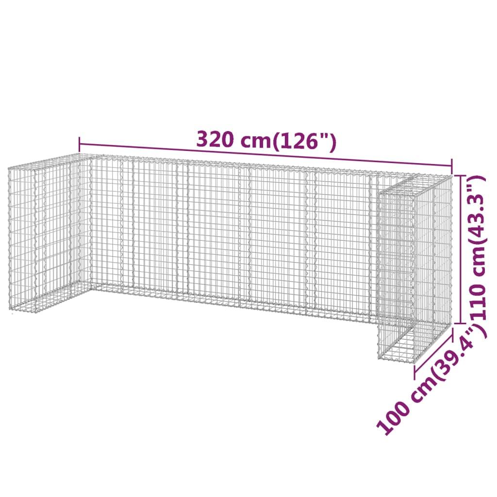 Gabion Wall for Garbage Bins Galvanised Steel 320x100x110 cm