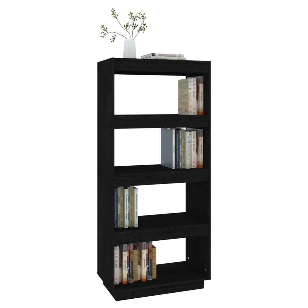 Book Cabinet/Room Divider Black 60x35x135 cm Solid Pinewood