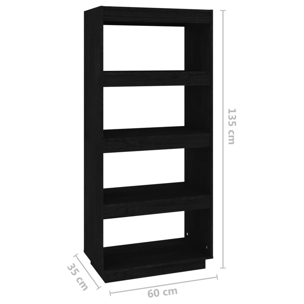 Book Cabinet/Room Divider Black 60x35x135 cm Solid Pinewood