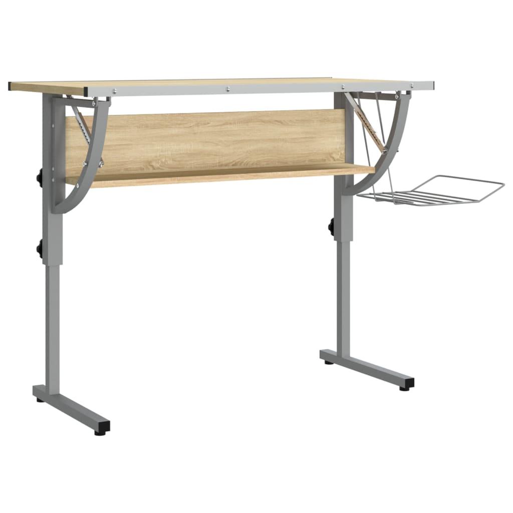 Craft Desk Sonoma Oak and Grey 110x53x(58-87)cm Engineered Wood and Steel