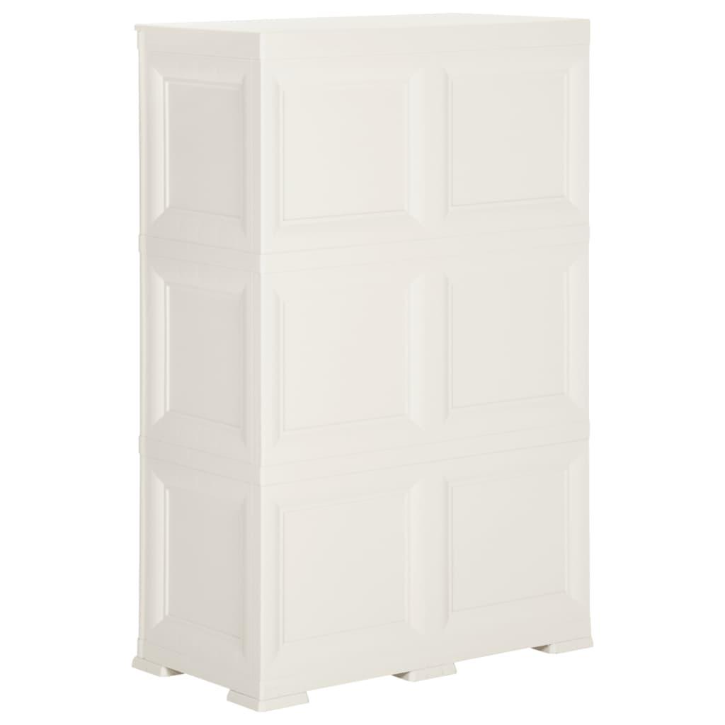 Plastic Cabinet 79x43x125 cm Wood Design White