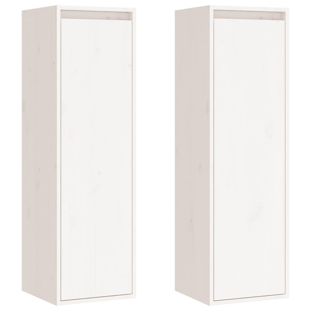 Wall Cabinets 2 pcs White 30x30x100 cm Solid Wood Pine