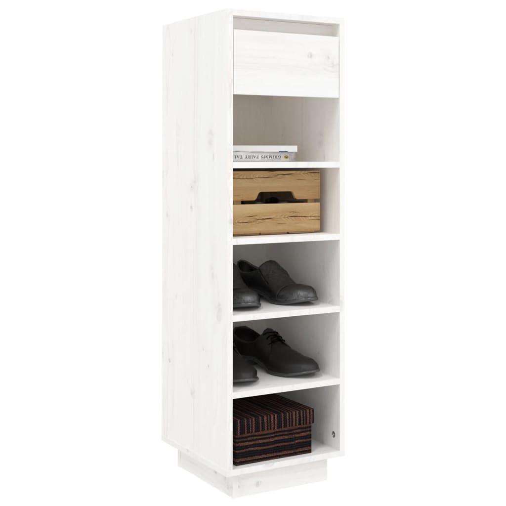 Shoe Cabinet White 34x30x105 cm Solid Wood Pine