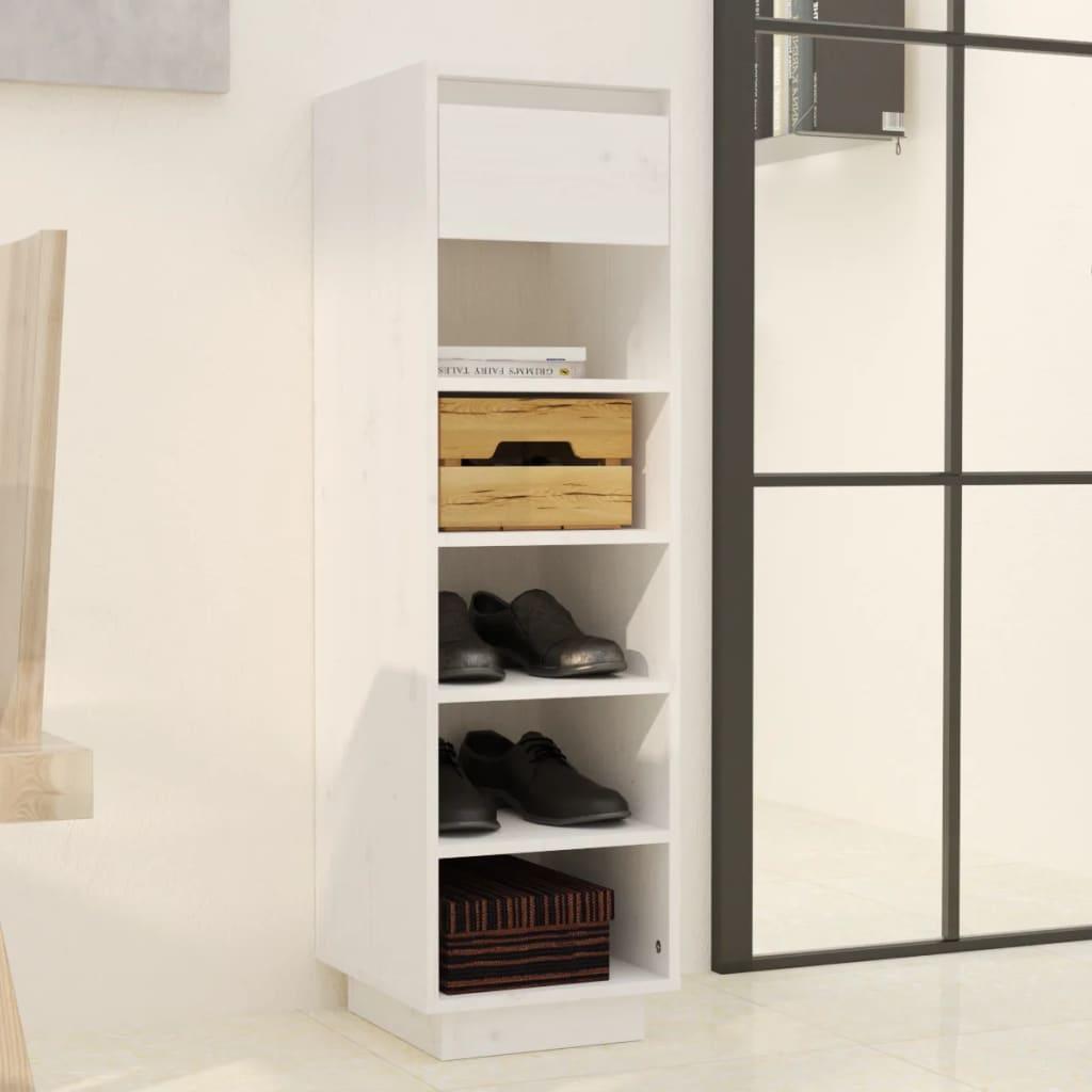 Shoe Cabinet White 34x30x105 cm Solid Wood Pine
