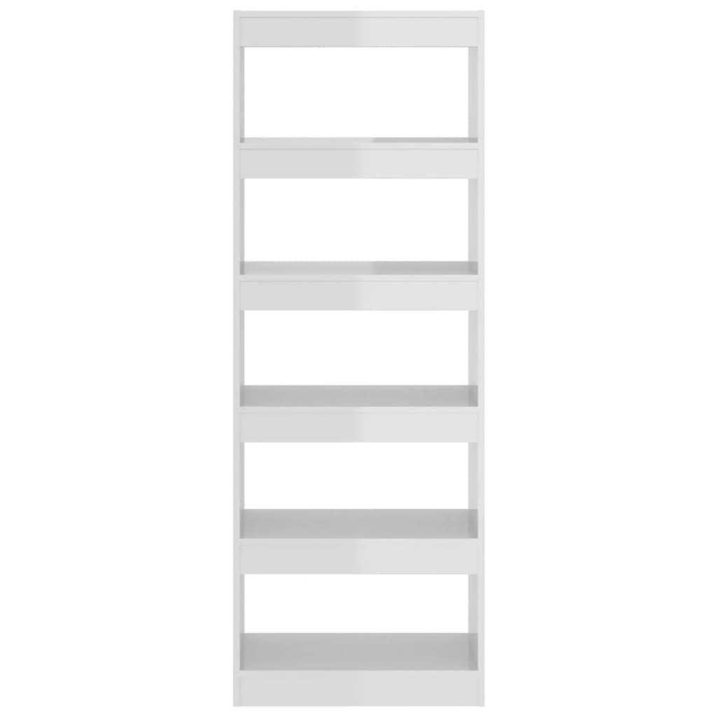 Book Cabinet/Room Divider High Gloss White 60x30x166 cm Engineered Wood