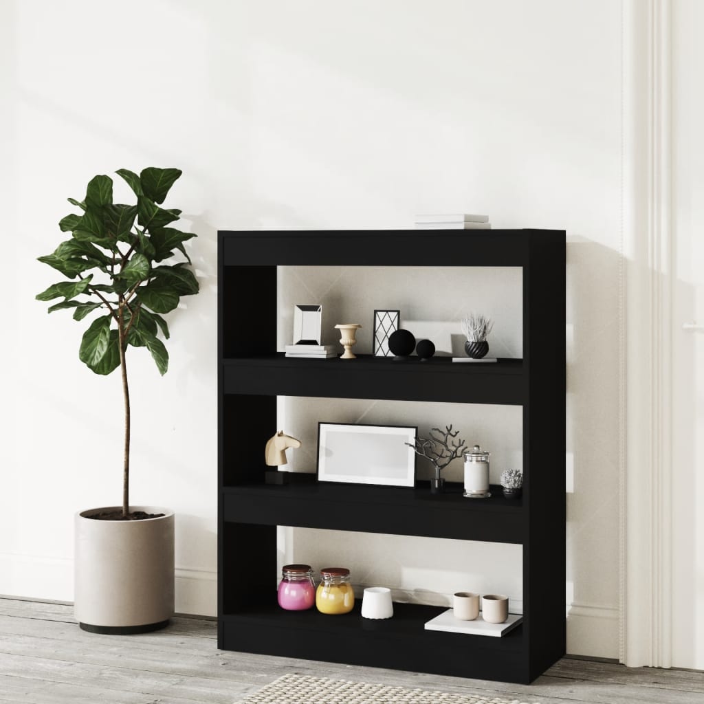Book Cabinet/Room Divider Black 80x30x103 cm Engineered wood