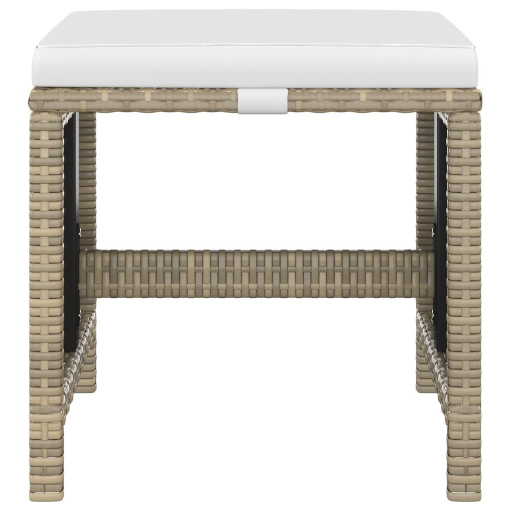 5 Piece Garden Dining Set with Cushions Poly Rattan Beige