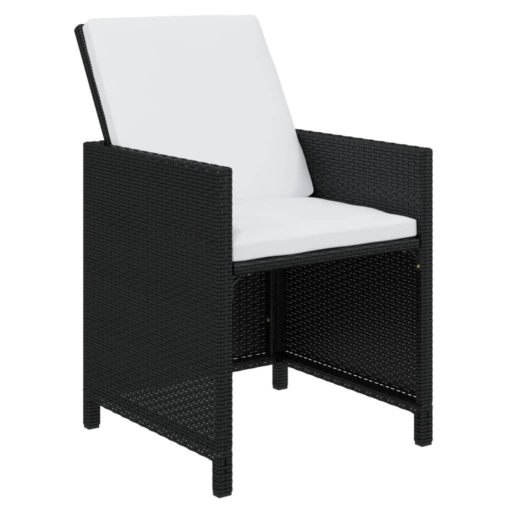 9 Piece Garden Dining Set with Cushions Poly Rattan Black