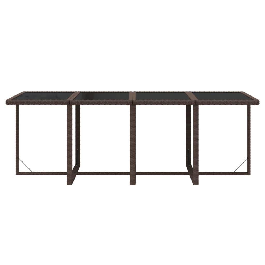 9 Piece Garden Dining Set with Cushions Poly Rattan Brown