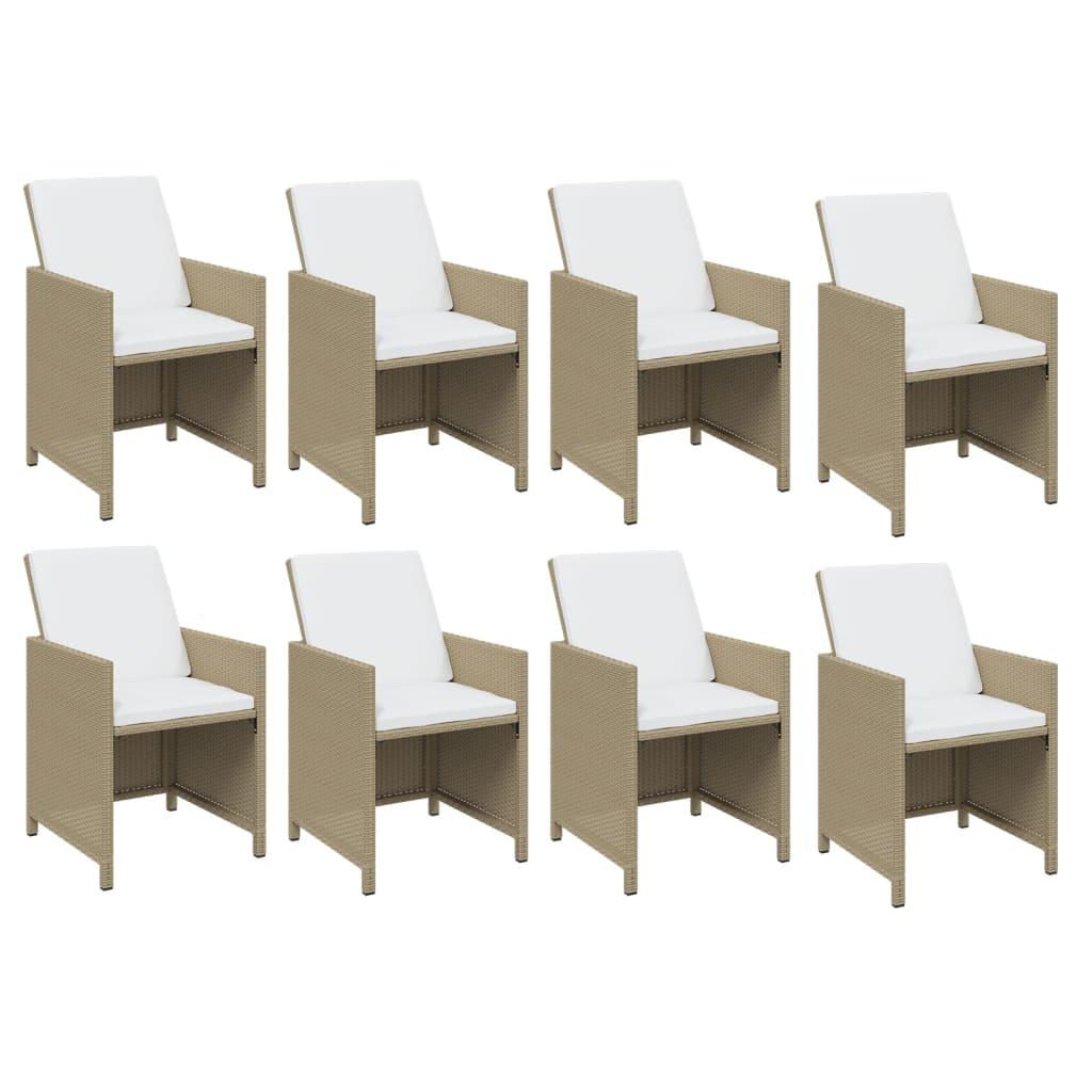 13 Piece Garden Dining Set with Cushions Poly Rattan Beige