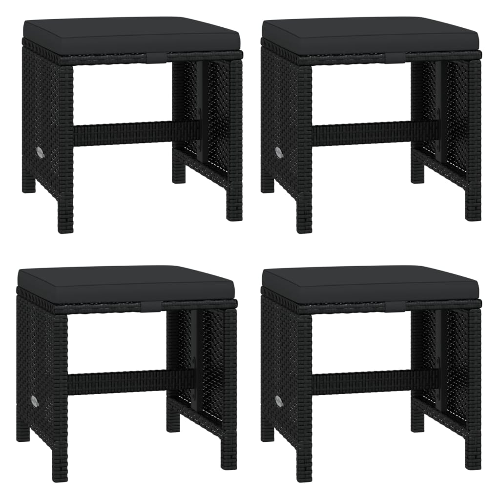 21 Piece Garden Dining Set with Cushions Black Poly Rattan