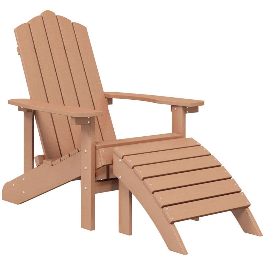 Garden Adirondack Chairs with Footstool & Table HDPE Brown
