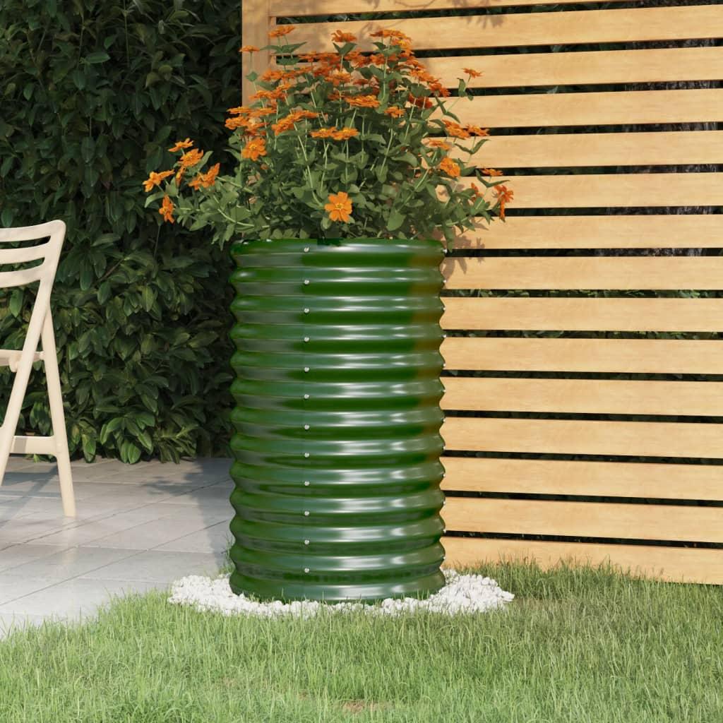 Garden Planter Galvanised Steel 40x40x68 cm Green