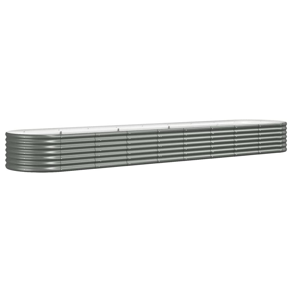 Garden Raised Bed Galvanised Steel 368x80x36 cm Grey