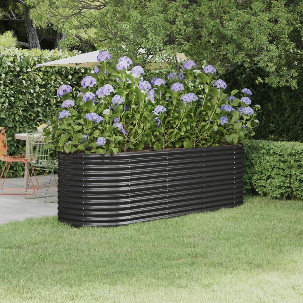 Garden Raised Bed Galvanised Steel 224x80x68 cm Anthracite