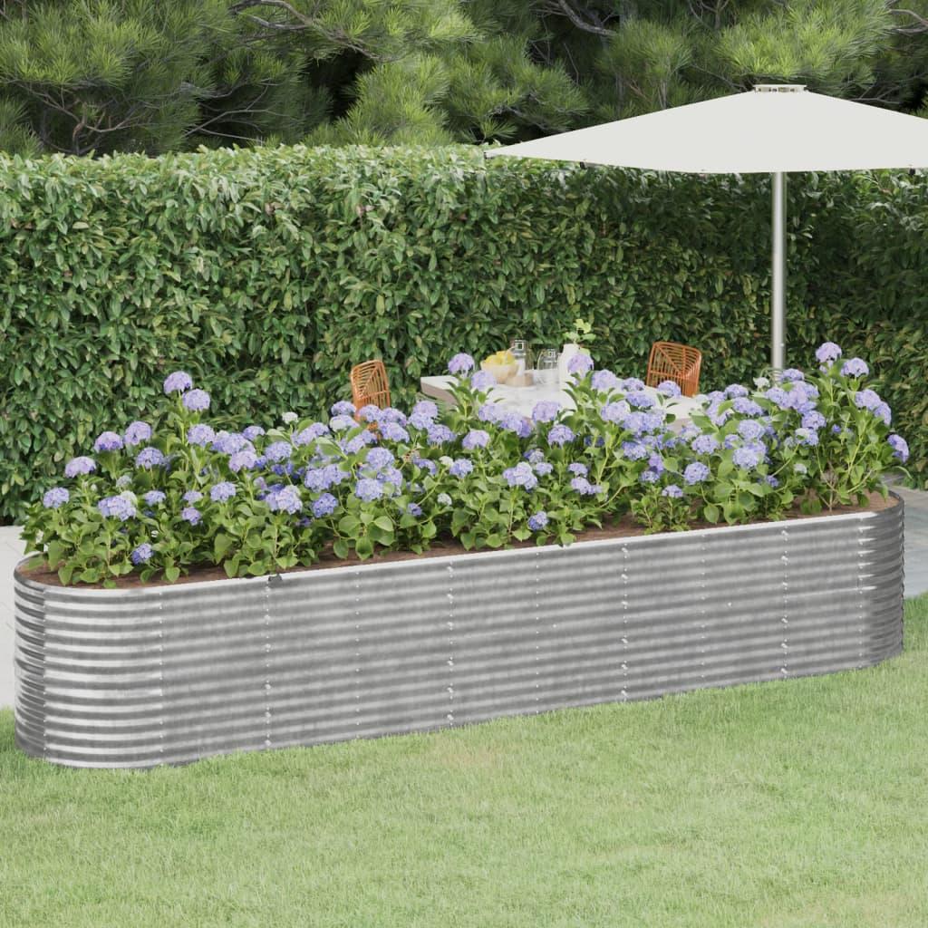 Garden Raised Bed Galvanised Steel 368x80x68 cm Silver