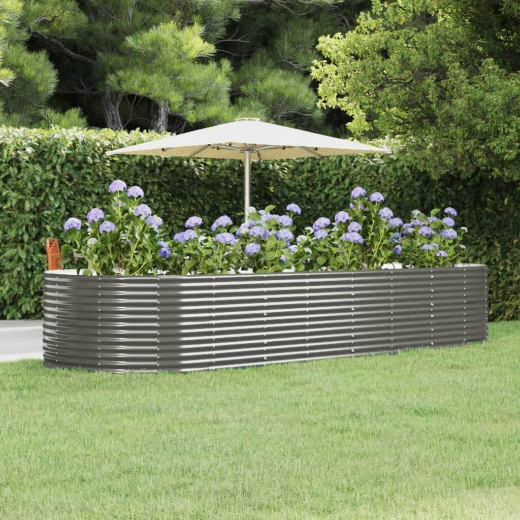 Garden Raised Bed Grey 367x140x68 cm Galvanised Steel