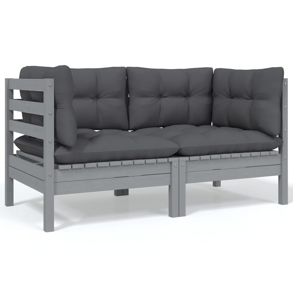 9 Piece Garden Lounge Set with Anthracite Cushions Pinewood