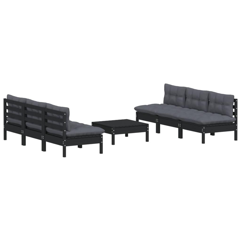 7 Piece Garden Lounge Set with Anthracite Cushions Pinewood