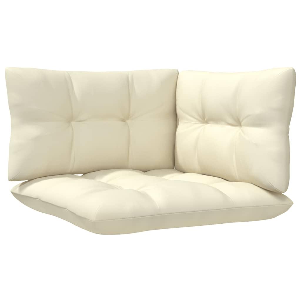 3-Seater Garden Sofa with Cream Cushions Solid Pinewood