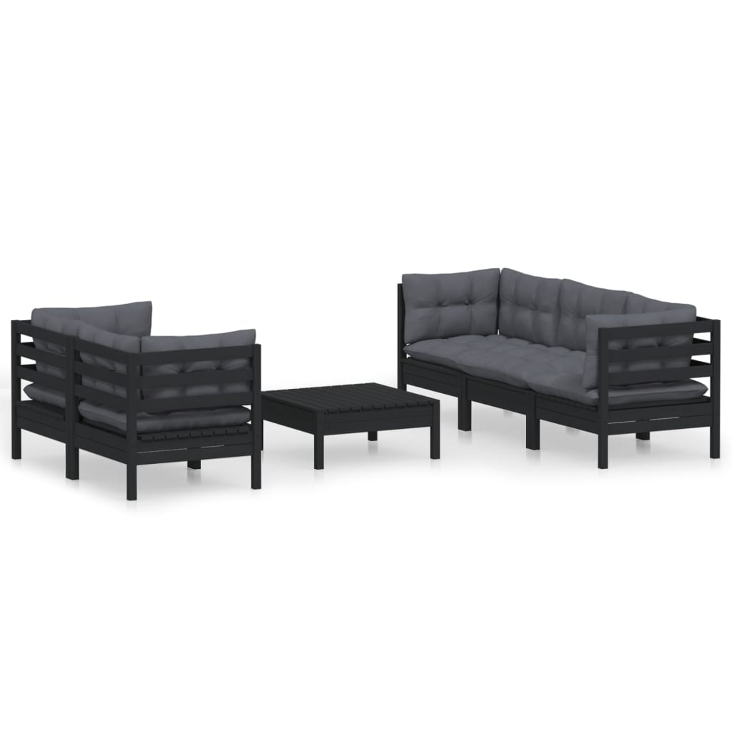 6 Piece Garden Lounge Set with Anthracite Cushions Pinewood