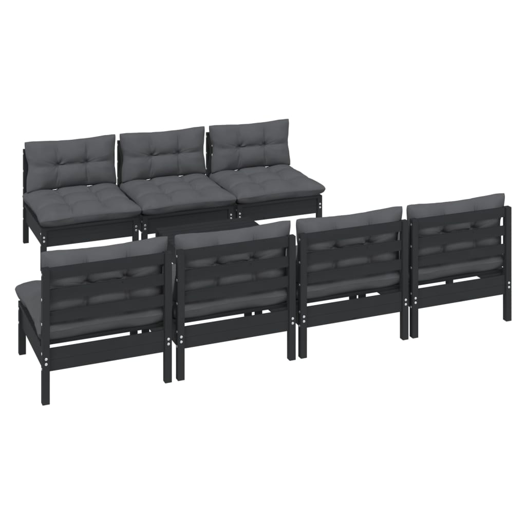 8 Piece Garden Lounge Set with Anthracite Cushions Pinewood
