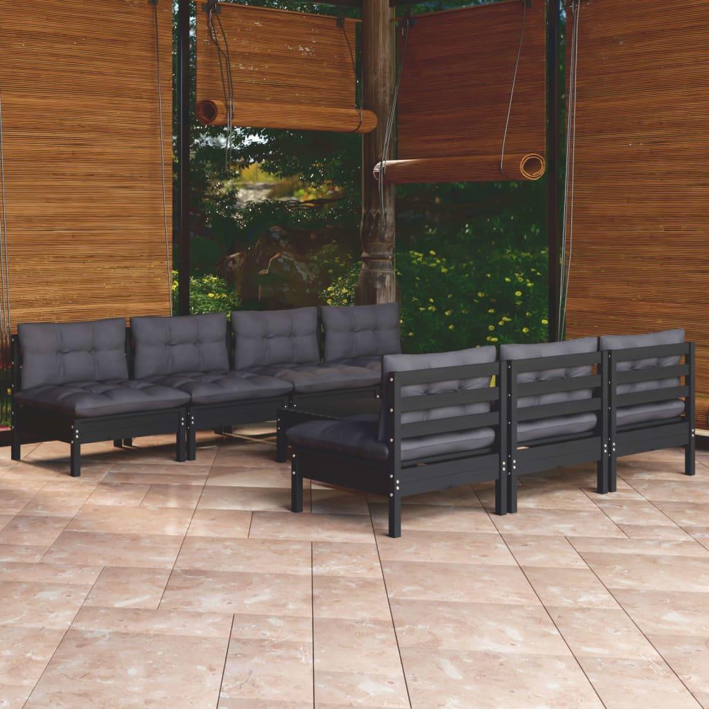8 Piece Garden Lounge Set with Anthracite Cushions Pinewood