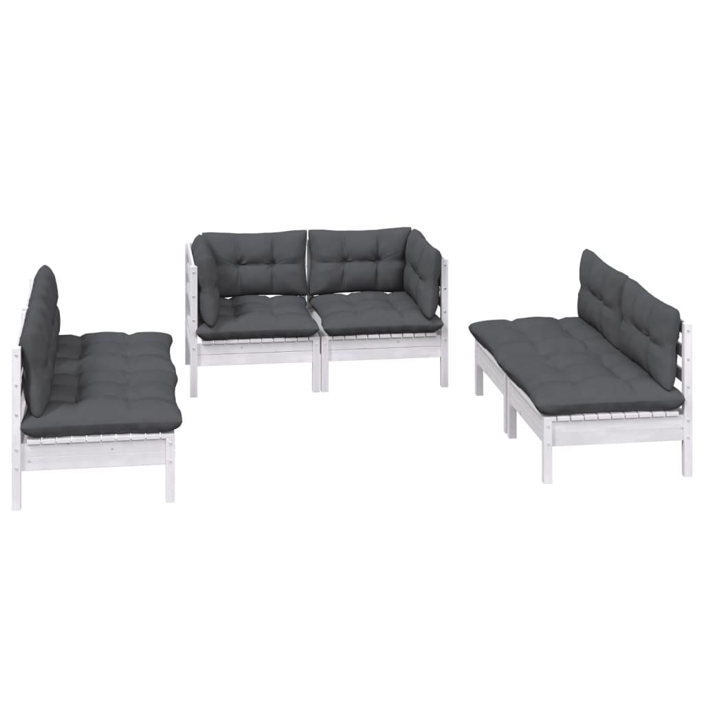 6 Piece Garden Lounge Set with Cushions Solid Pinewood