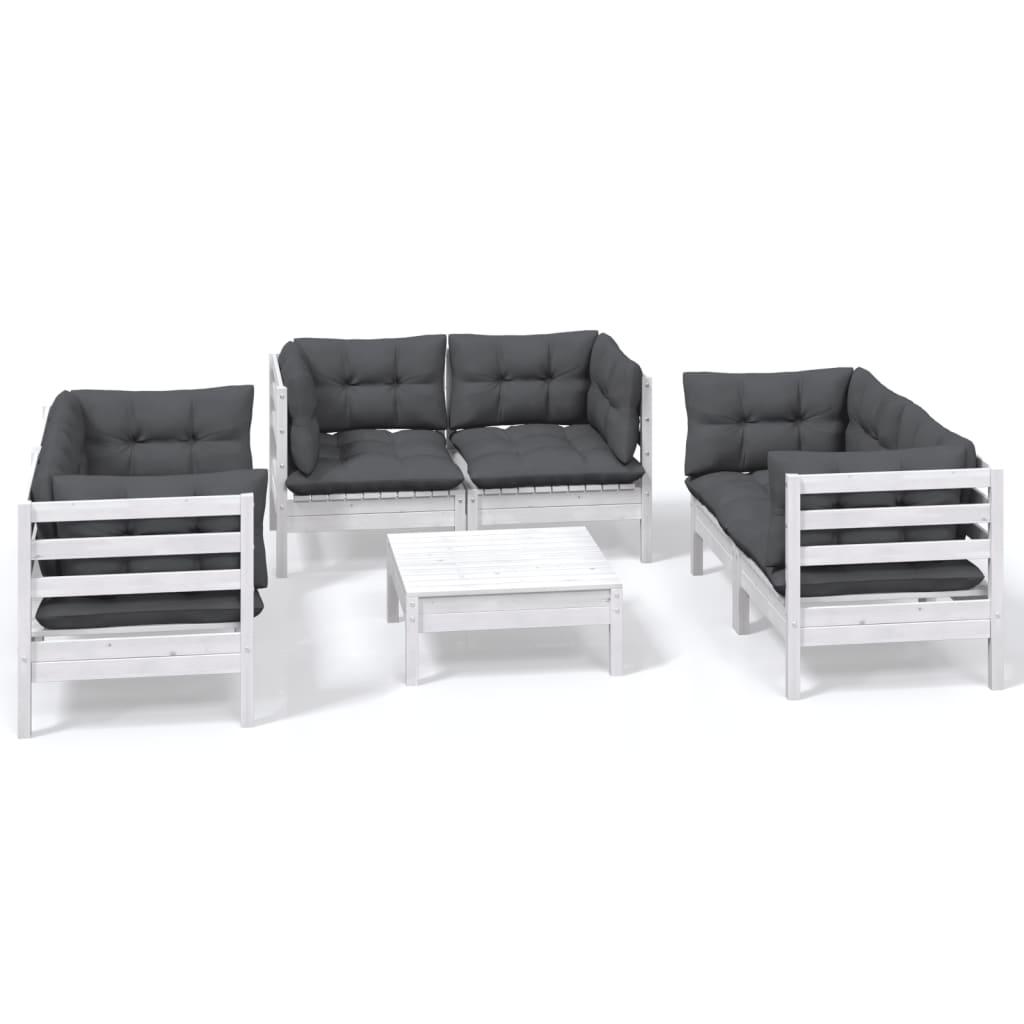 7 Piece Garden Lounge Set with Cushions Solid Pinewood