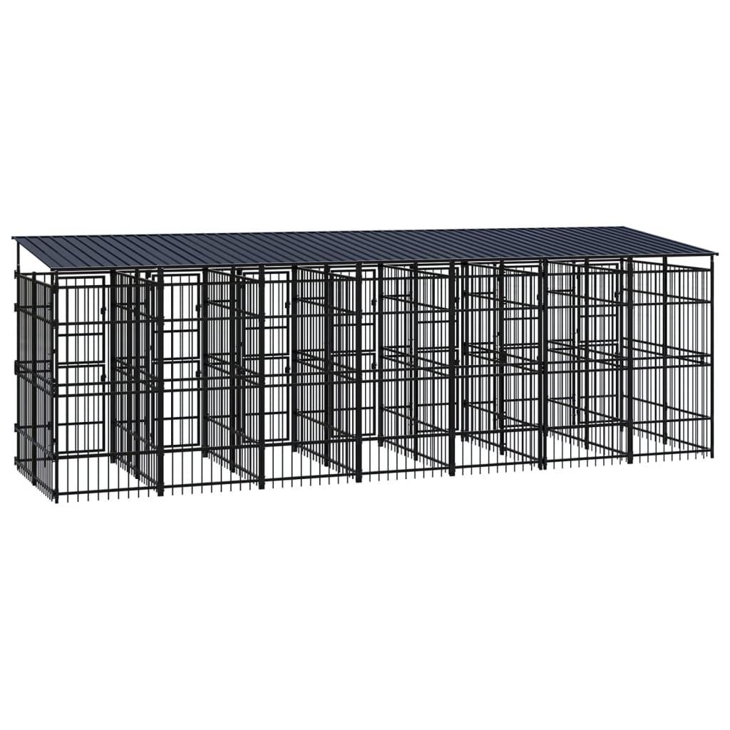 Outdoor Dog Kennel with Roof Steel 12.9 m²
