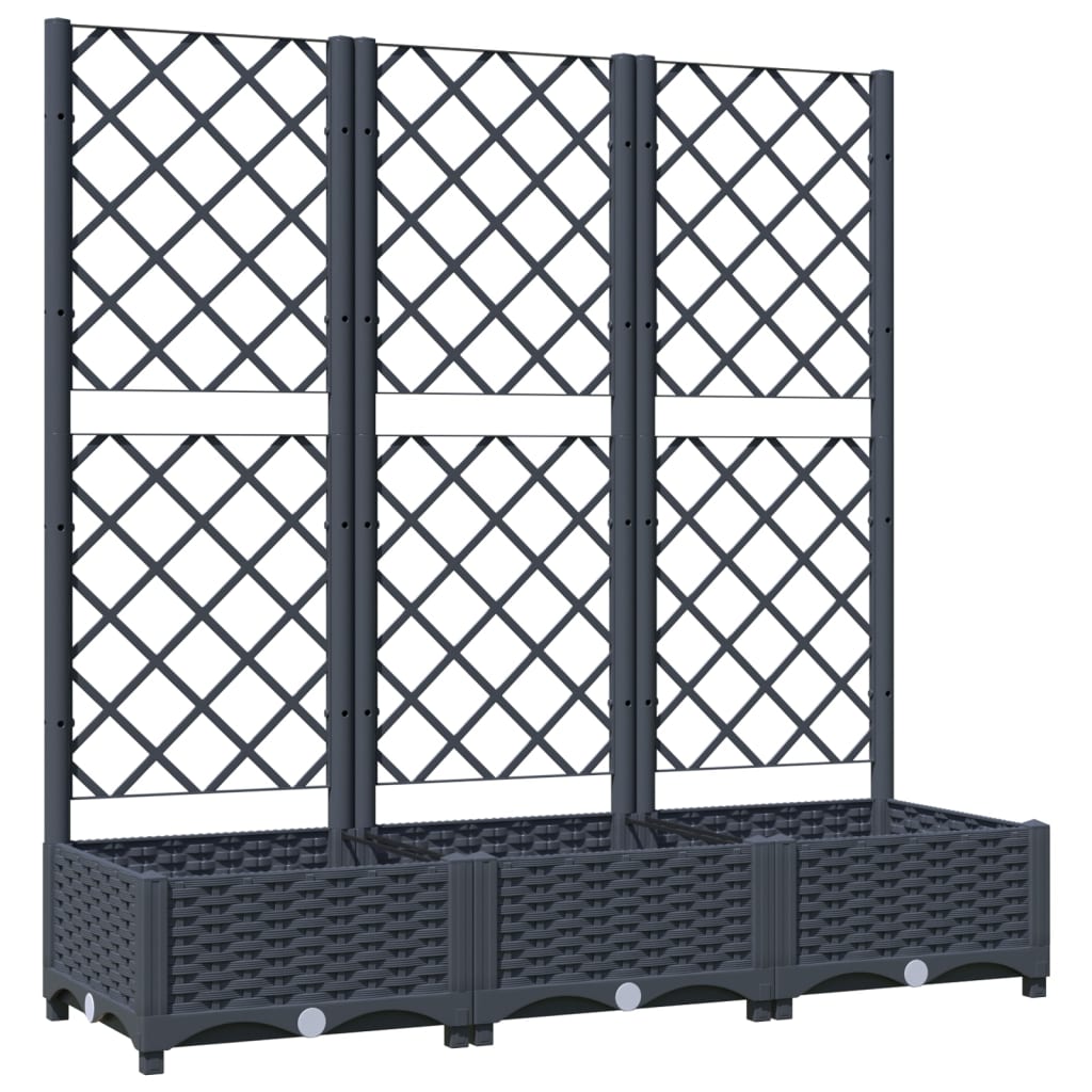 Garden Planter with Trellis Blue Grey 120x40x121.5 cm PP