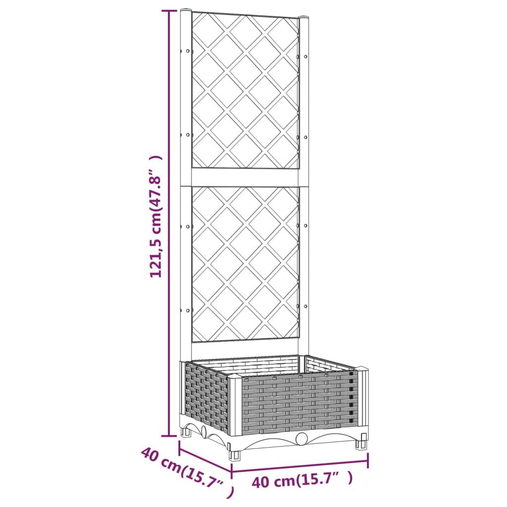 Garden Planter with Trellis Black 40x40x121.5 cm PP
