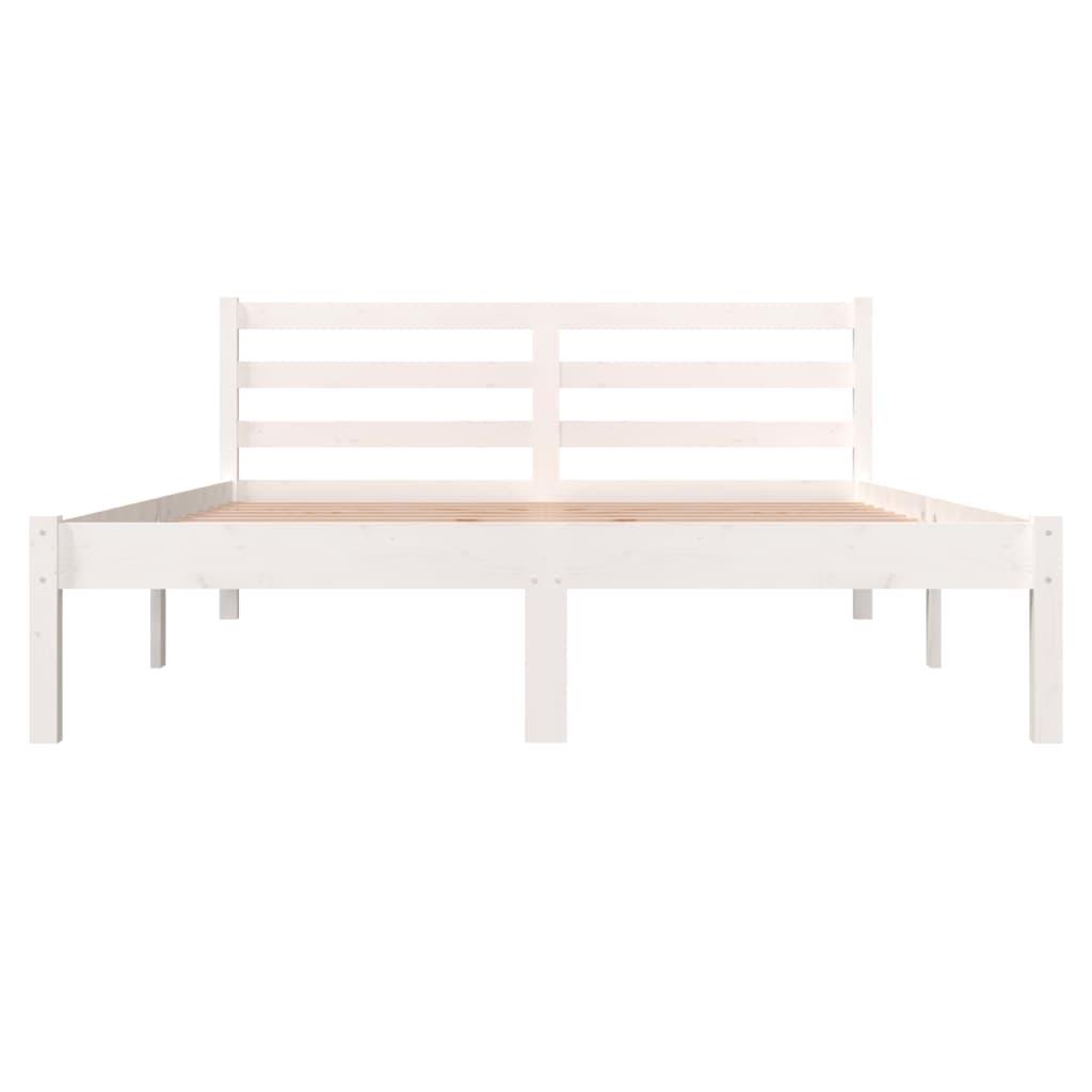 Bed Frame Solid Wood Pine 135x190 cm White 4FT6 Double