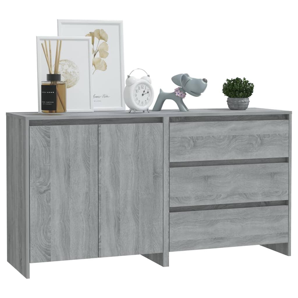 2 Piece Sideboard Grey Sonoma Engineered Wood