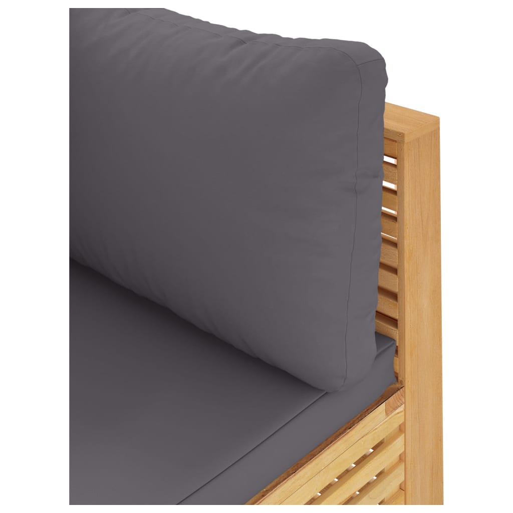 Garden Corner Sofa with Dark Grey Cushions Solid Wood Teak